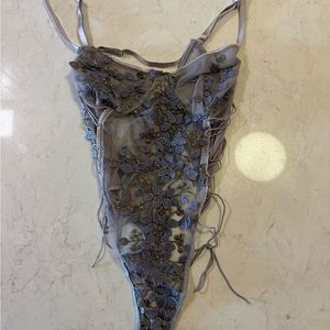 Elegant Sheer Bodysuit with Floral Embroidery